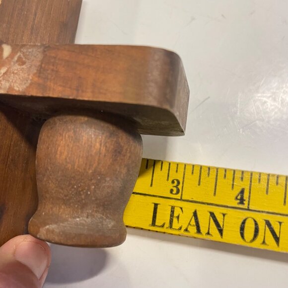 Vintage Wood Candle Wall Sconces Pair Rustic Decor 30”Tall Brown Wooden Holders - Picture 10 of 10